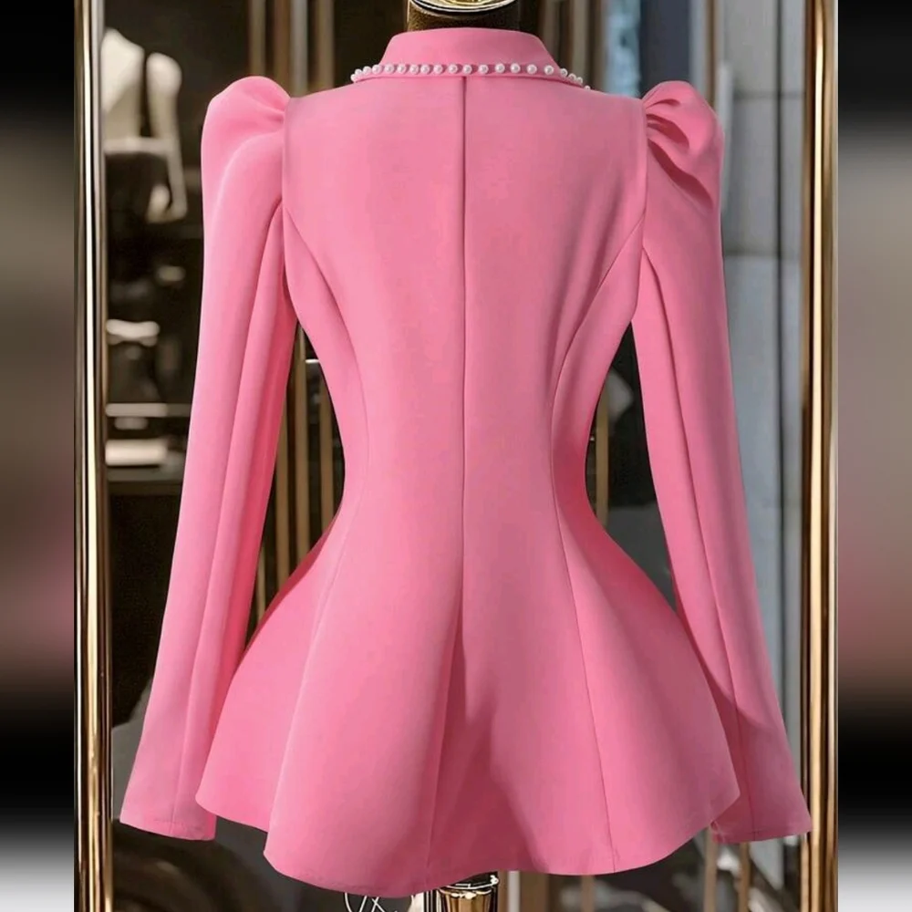 Luxury Pink Skirt Red Top Going Out Tops For Long Sleeve Going Out Top Autumn - Picture 2 of 4